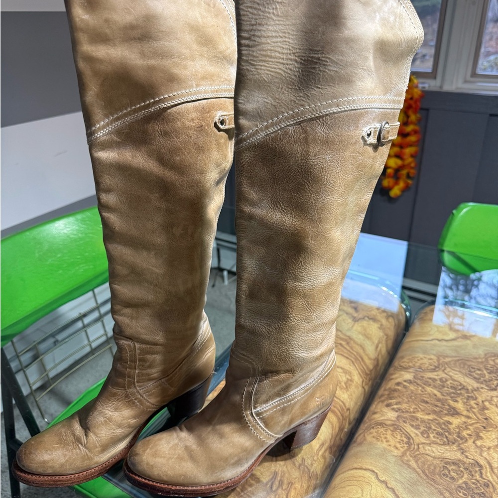 Frye Tan Over-the-Knee Leather Boots